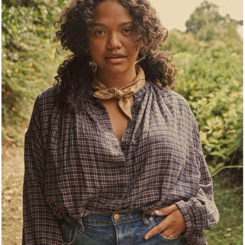 Doen THE JANE BLOUSE -- MIDNIGHT ST GERMAIN PLAID